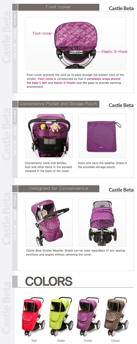 Manito Castle Beta Stroller Weather Shield Khaki Grey | UV & Water Resistant - view 6