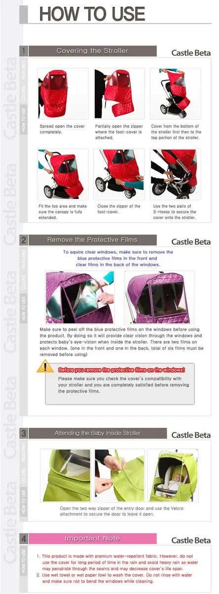 Manito Castle Beta Stroller Weather Shield Khaki Grey | UV & Water Resistant - view 7