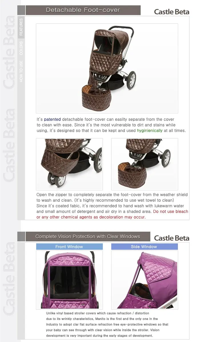 Manito Castle Beta Stroller Weather Shield Khaki Grey | UV & Water Resistant - view 4