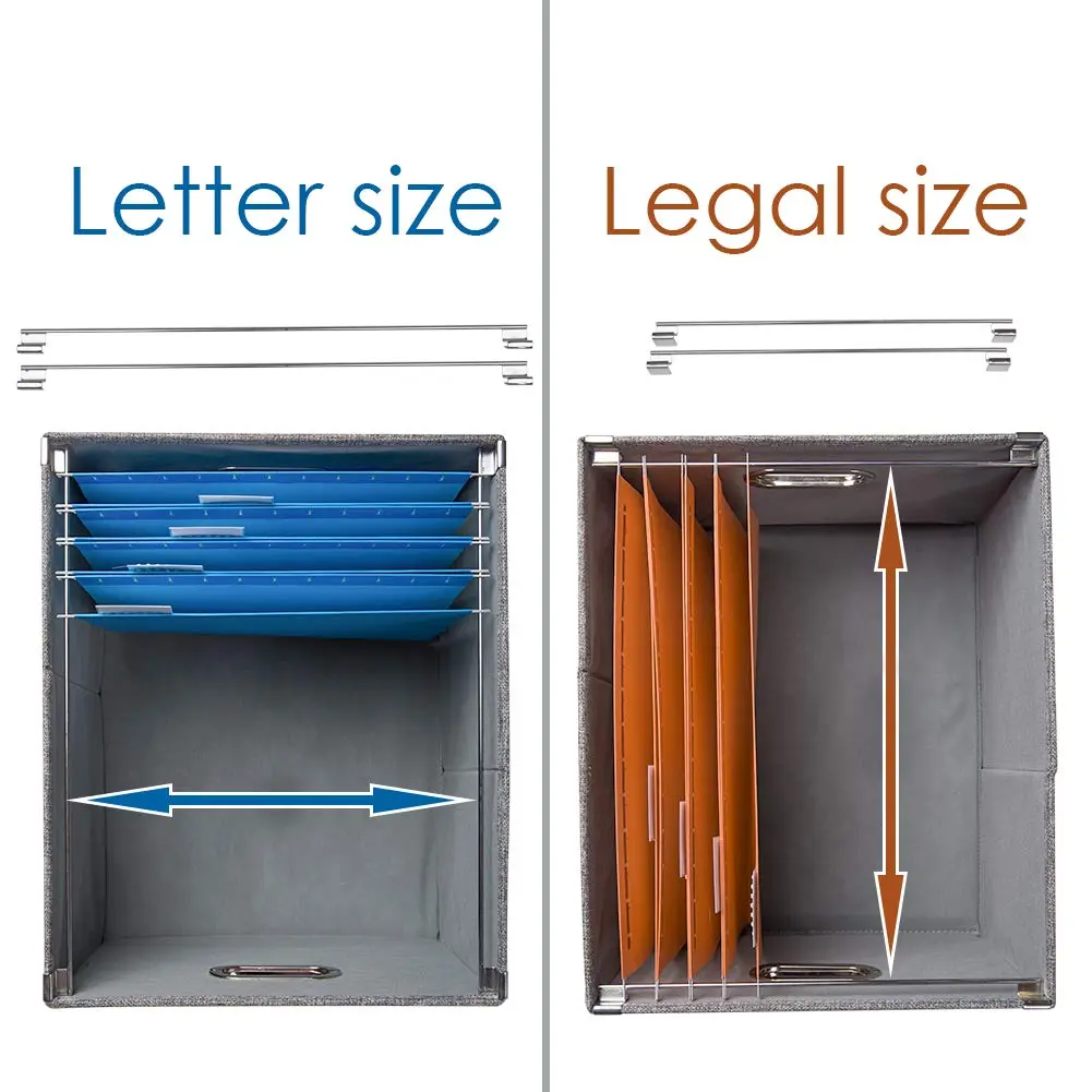 PRANDOM Decorative Linen File Organizer Box with Lid, 39L (17x14x11.2 inch) | Collapsible & Stackable for Letter/Legal Size Files - view 5