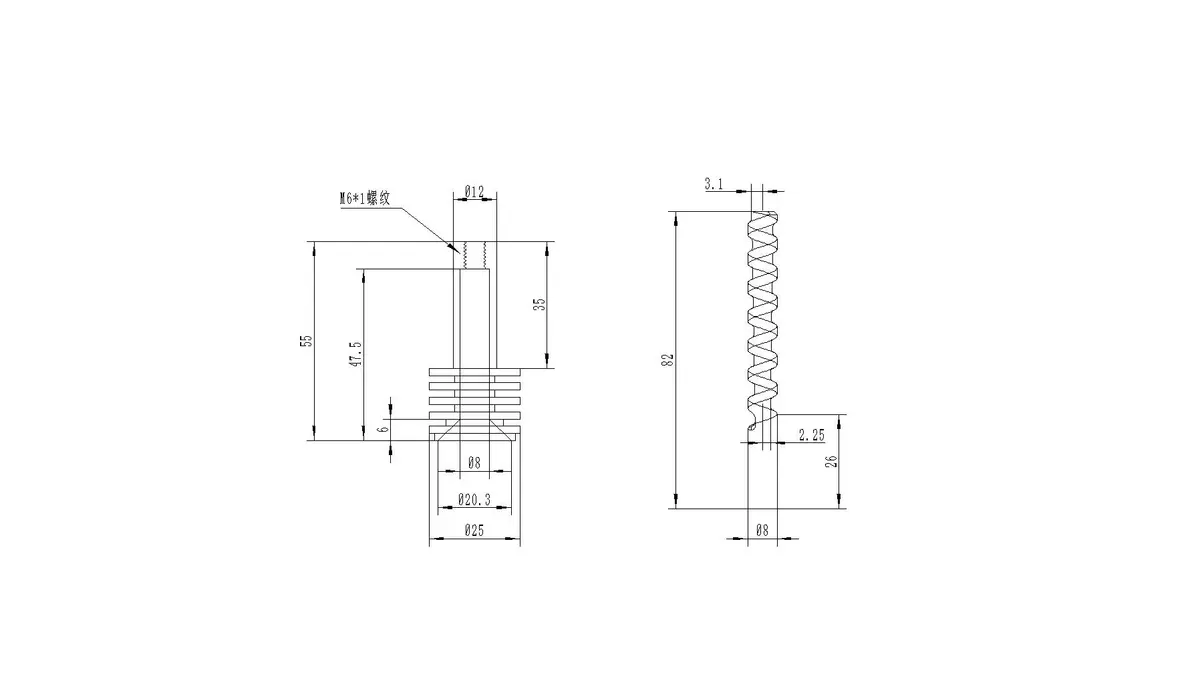 POLISI3D Pellet Feeding Screw Rod & Heat Break Tube | Stainless Steel & Hardened Steel (70-120c) - view 2
