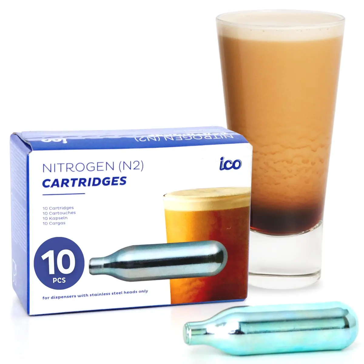 ICO 2g Nitrogen Cartridges | Compatible with Cold Brew & Nitro Coffee Machines - main product image
