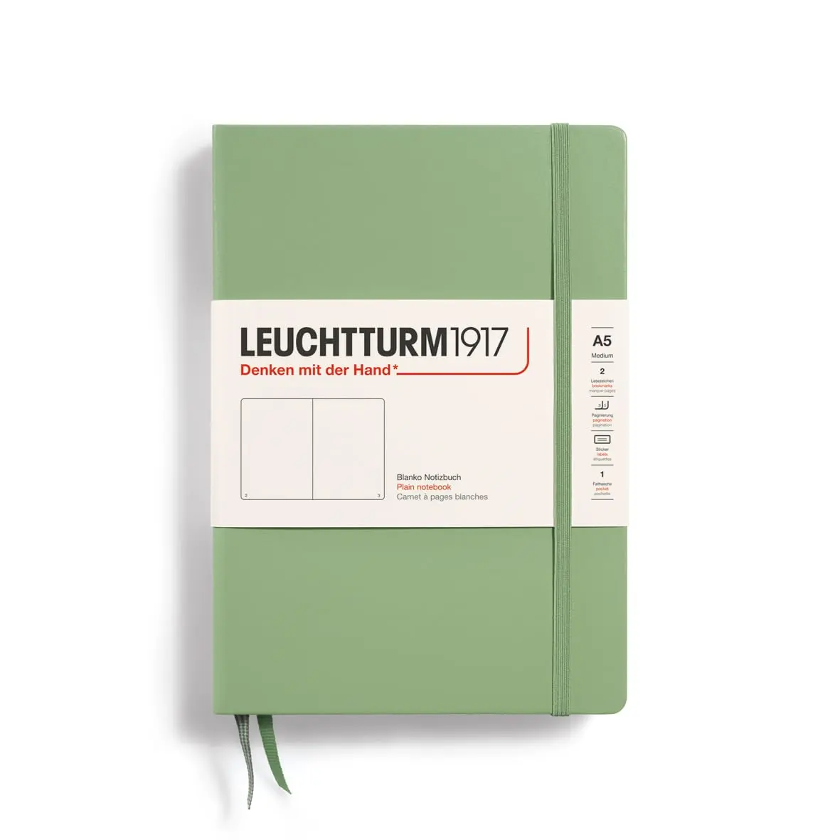 LEUCHTTURM1917 Notebook Hardcover Medium A5-251 Pages Sage Plain | Classic German Design for Writers - main product image