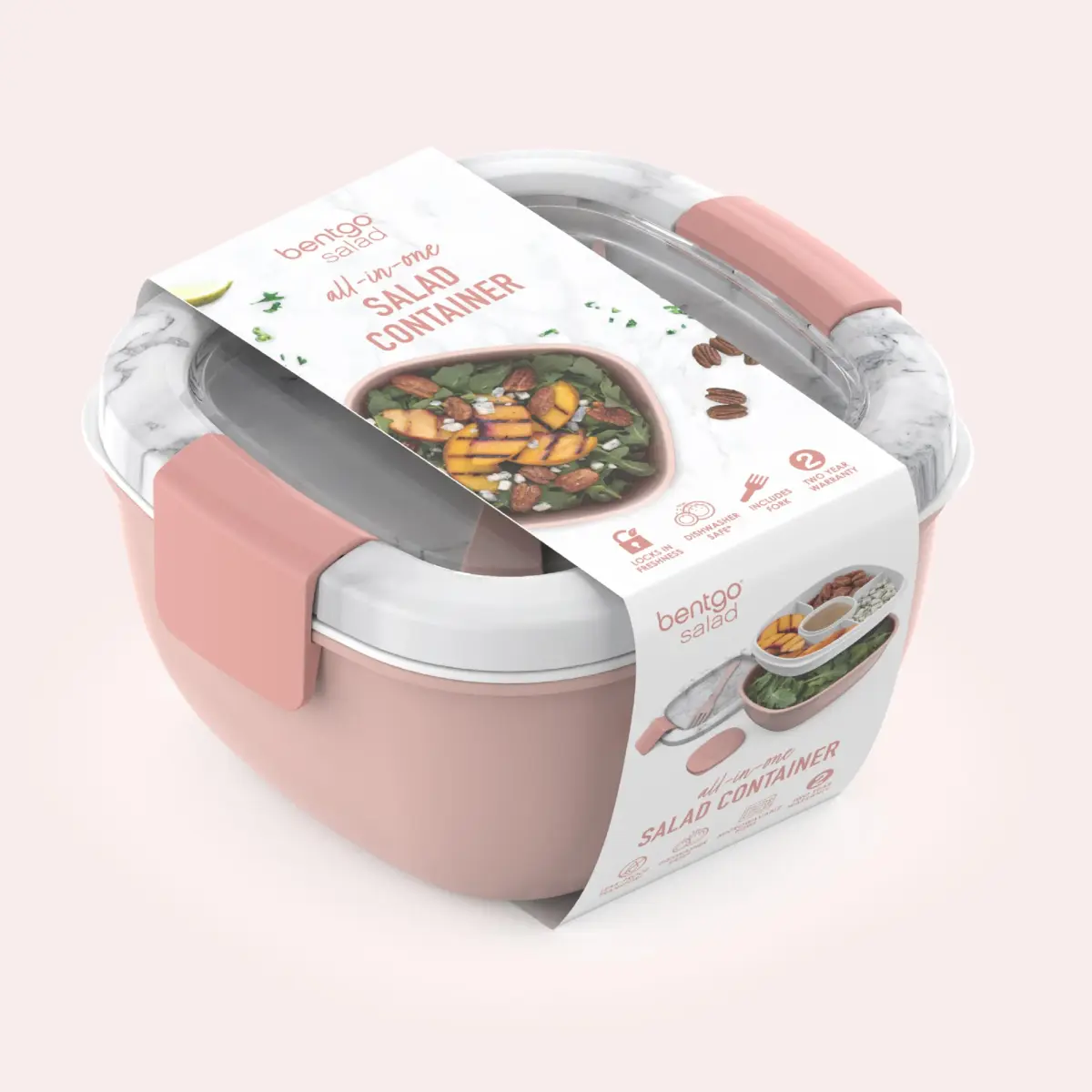 Bentgo Salad Container Lunch Bowl with 4-Compartment Toppings Tray, 1960ml (54 oz) | Leak-Proof Dressing Container, Reusable Fork, BPA-Free, Microwave & Dishwasher Safe - view 8