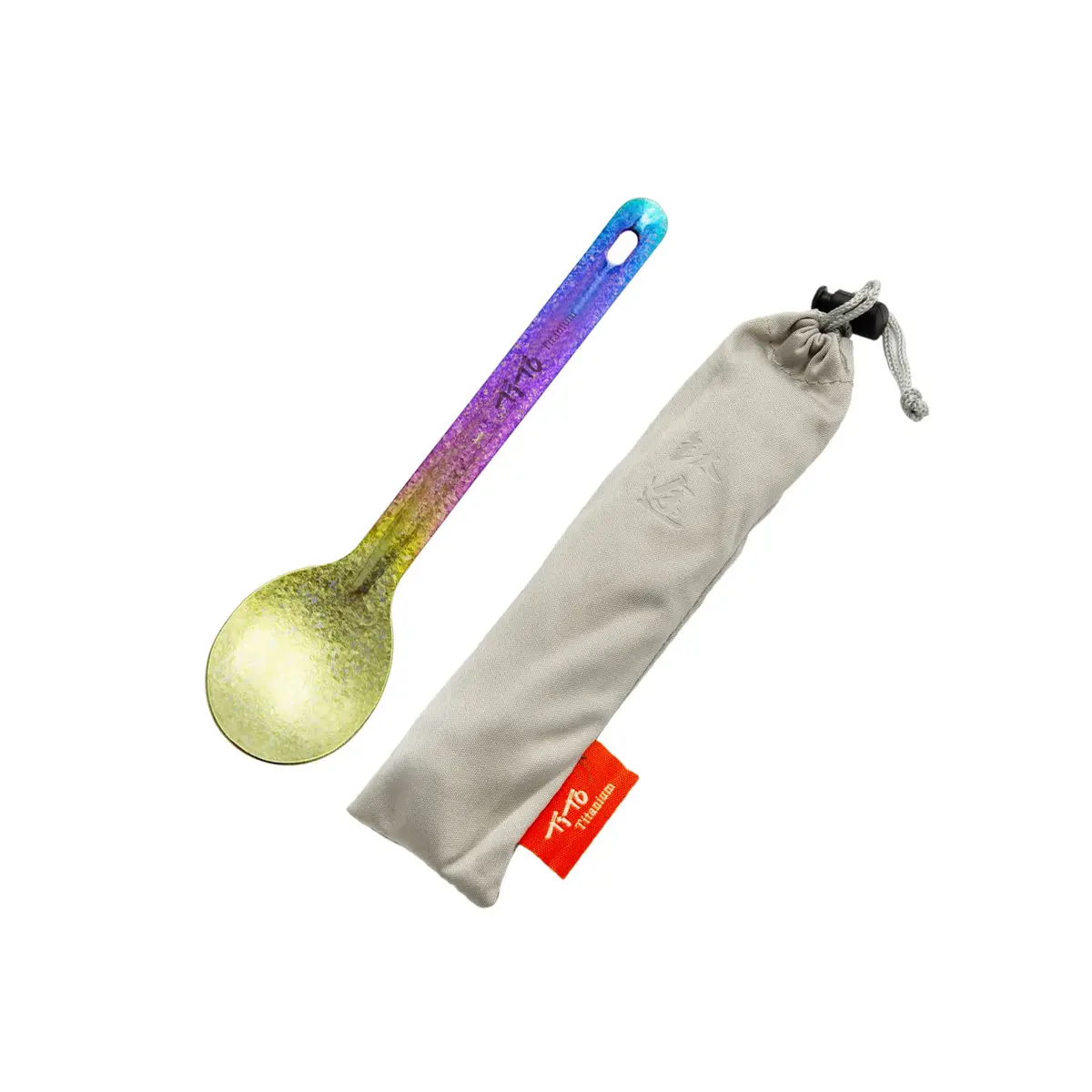 TiTo Bright Colorful Titanium Spork for Outdoor Camping Light Weight Titanium Spoon for Travel Home with Cloth Bag - main product image