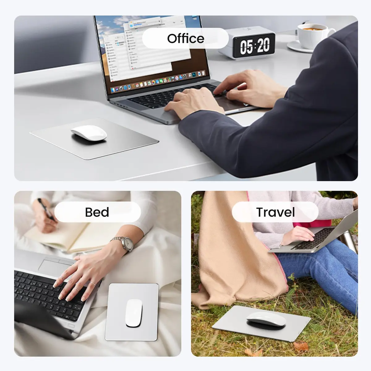 HONKID Metal Aluminum Mouse Pad for Magic Mouse 9.45 x 7.87 Inch Silver | Precise Control & Durable Aluminum - view 4