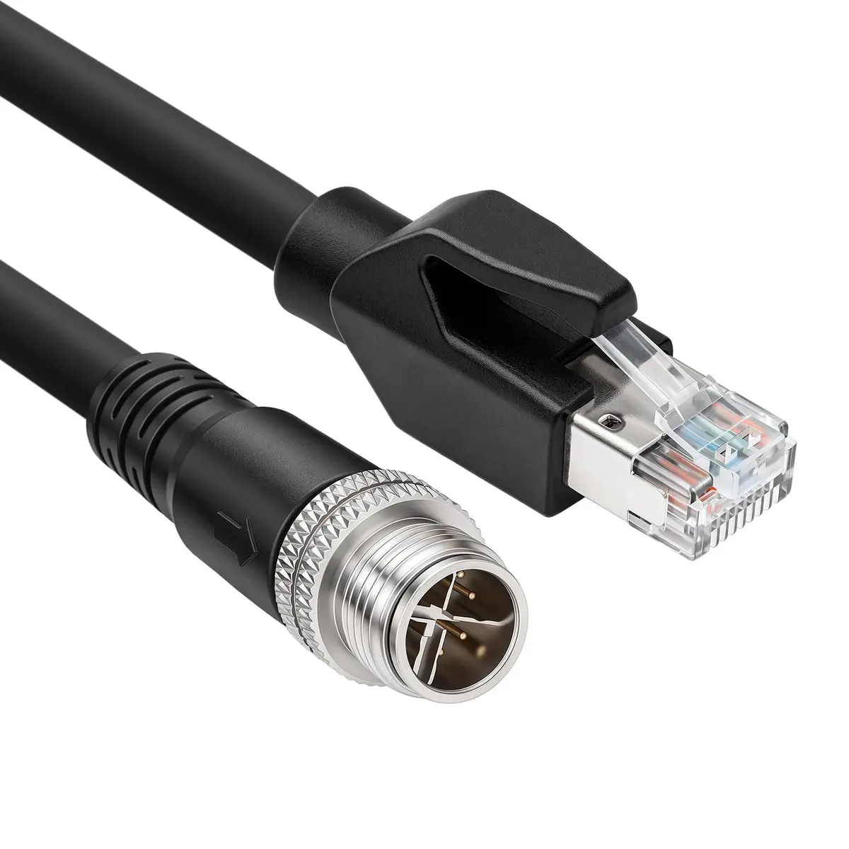 SZRMCC M12 8 Pin X-Code Male to RJ45 Ethernet Cable 1m | Industrial Gigabit Shielded Waterproof Network Cable - main product image