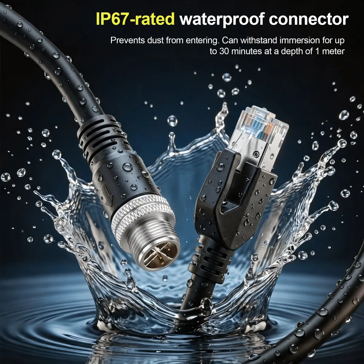 SZRMCC M12 8 Pin X-Code Male to RJ45 Ethernet Cable 1m | Industrial Gigabit Shielded Waterproof Network Cable - view 3