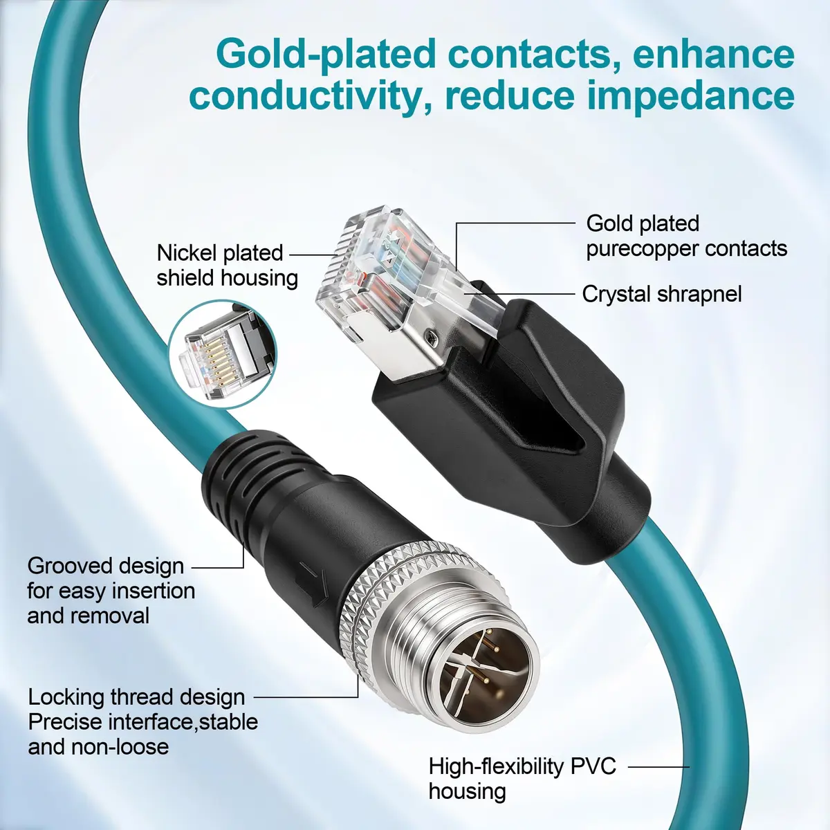 SZRMCC M12 8 Pin X-Code Ethernet Cable RJ45 Cat7e 3m (9.84ft) | Industrial GigE Vision Data Transmission - view 2