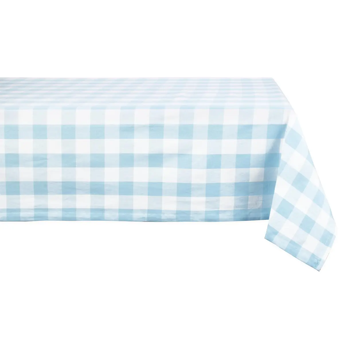 DII Buffalo Check Classic Farmhouse Tablecloth 152cm x 264cm (60" x 104") | Light Blue & White Cotton - main product image