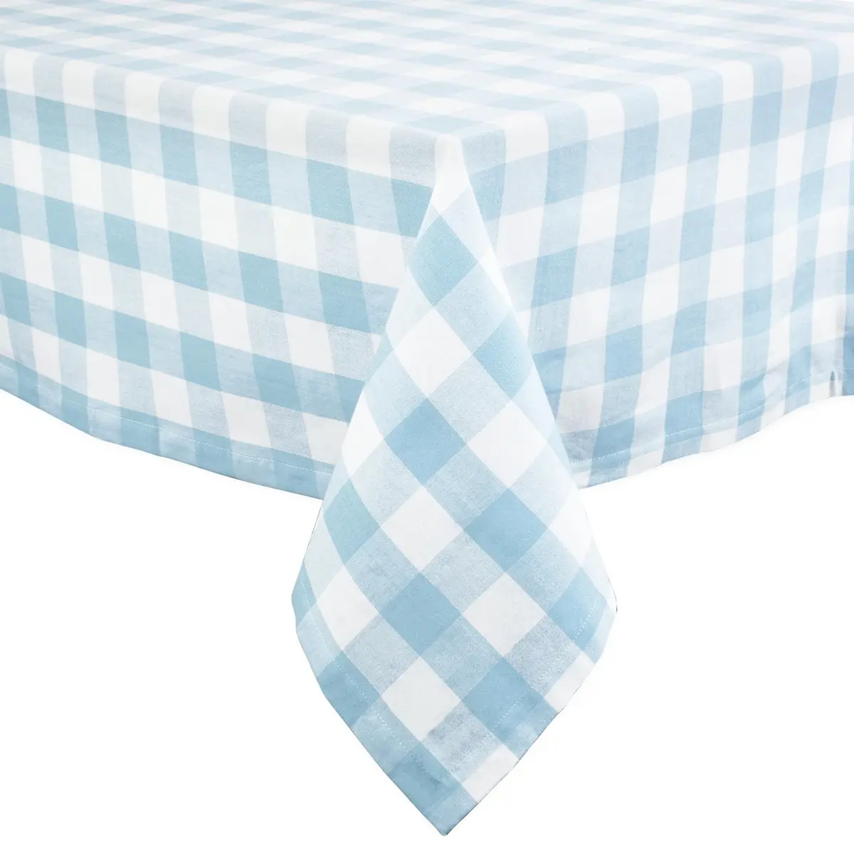 DII Buffalo Check Classic Farmhouse Tablecloth 152cm x 264cm (60" x 104") | Light Blue & White Cotton - view 2