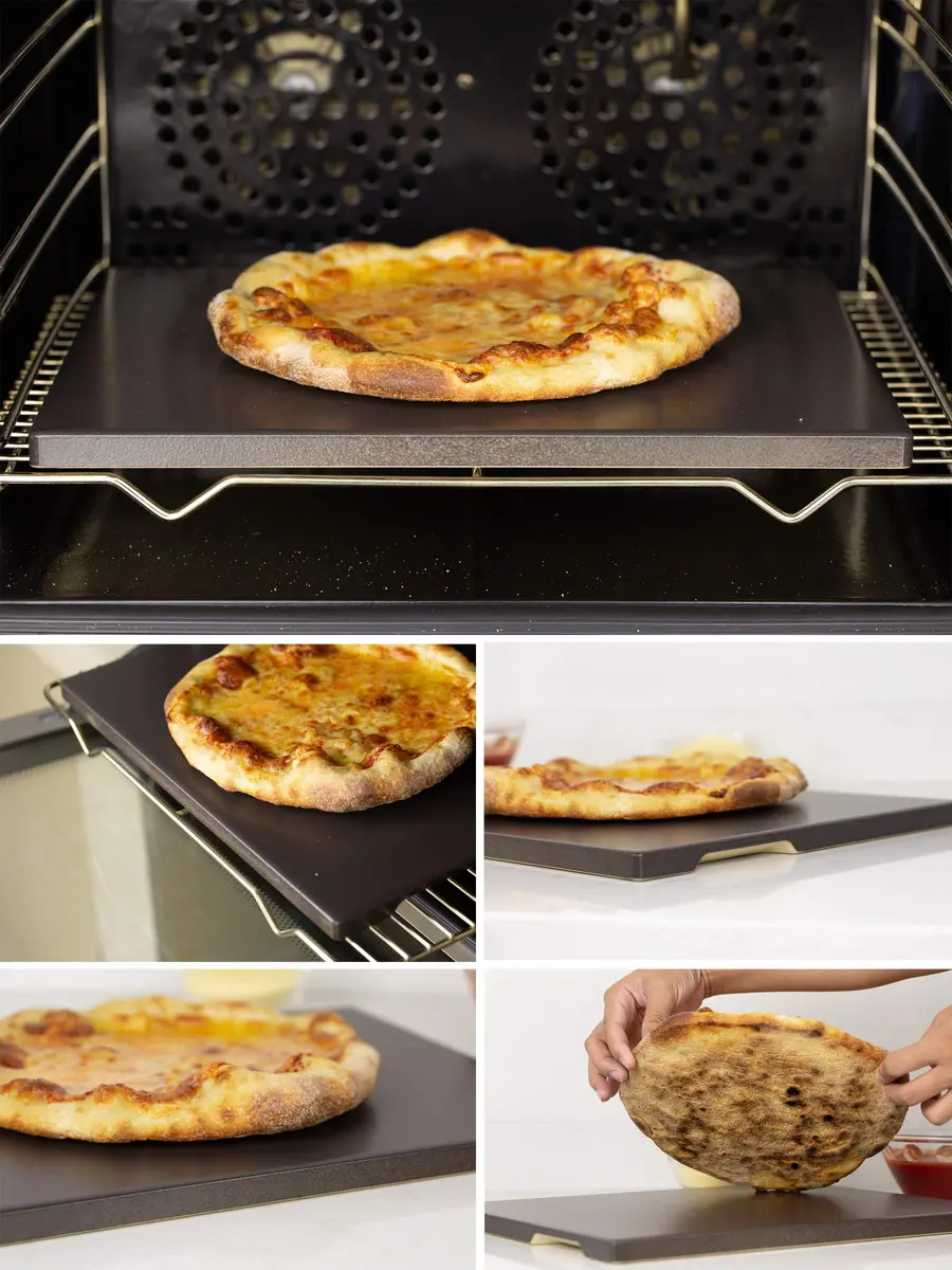 ROCKSHEAT 15" x 12" Black Glazed Pizza Stone | Cordierite Baking Stone for Oven Grill - view 5