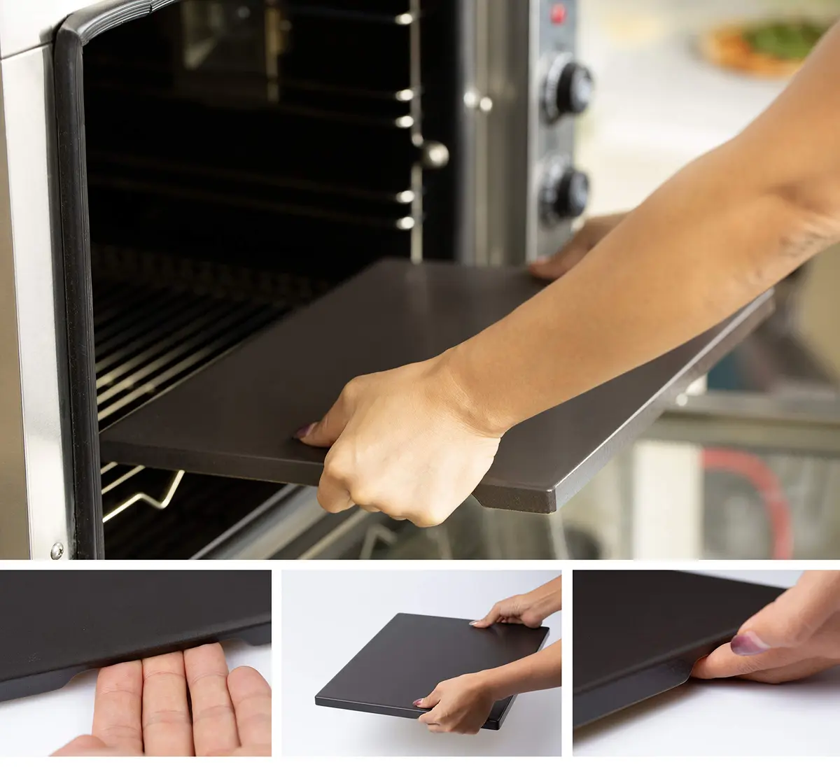 ROCKSHEAT 15" x 12" Black Glazed Pizza Stone | Cordierite Baking Stone for Oven Grill - view 6