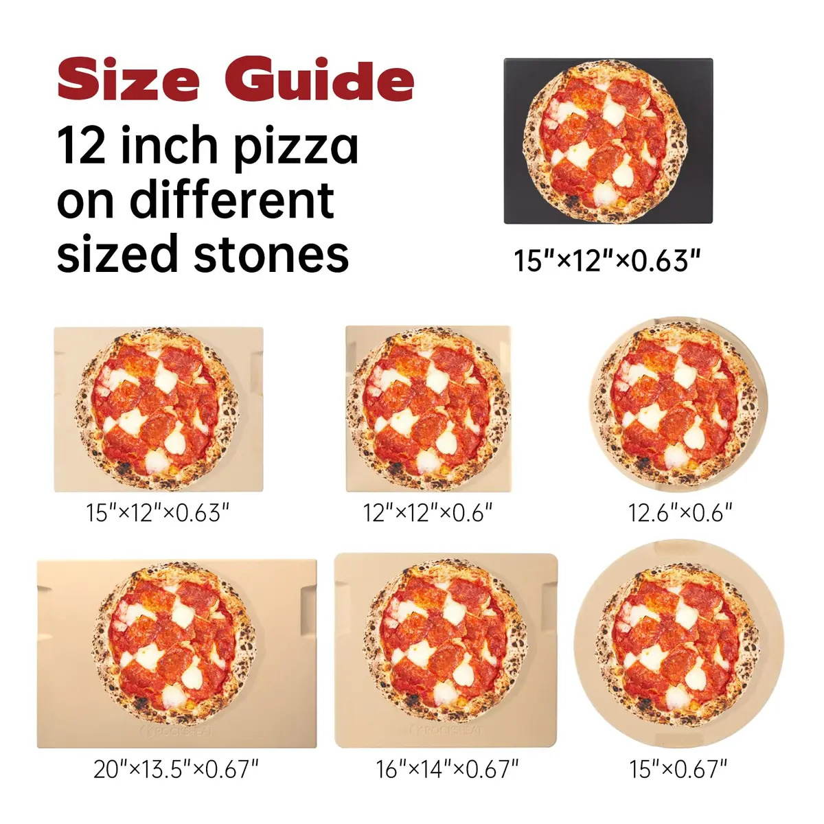 ROCKSHEAT 15" x 12" Black Glazed Pizza Stone | Cordierite Baking Stone for Oven Grill - view 3