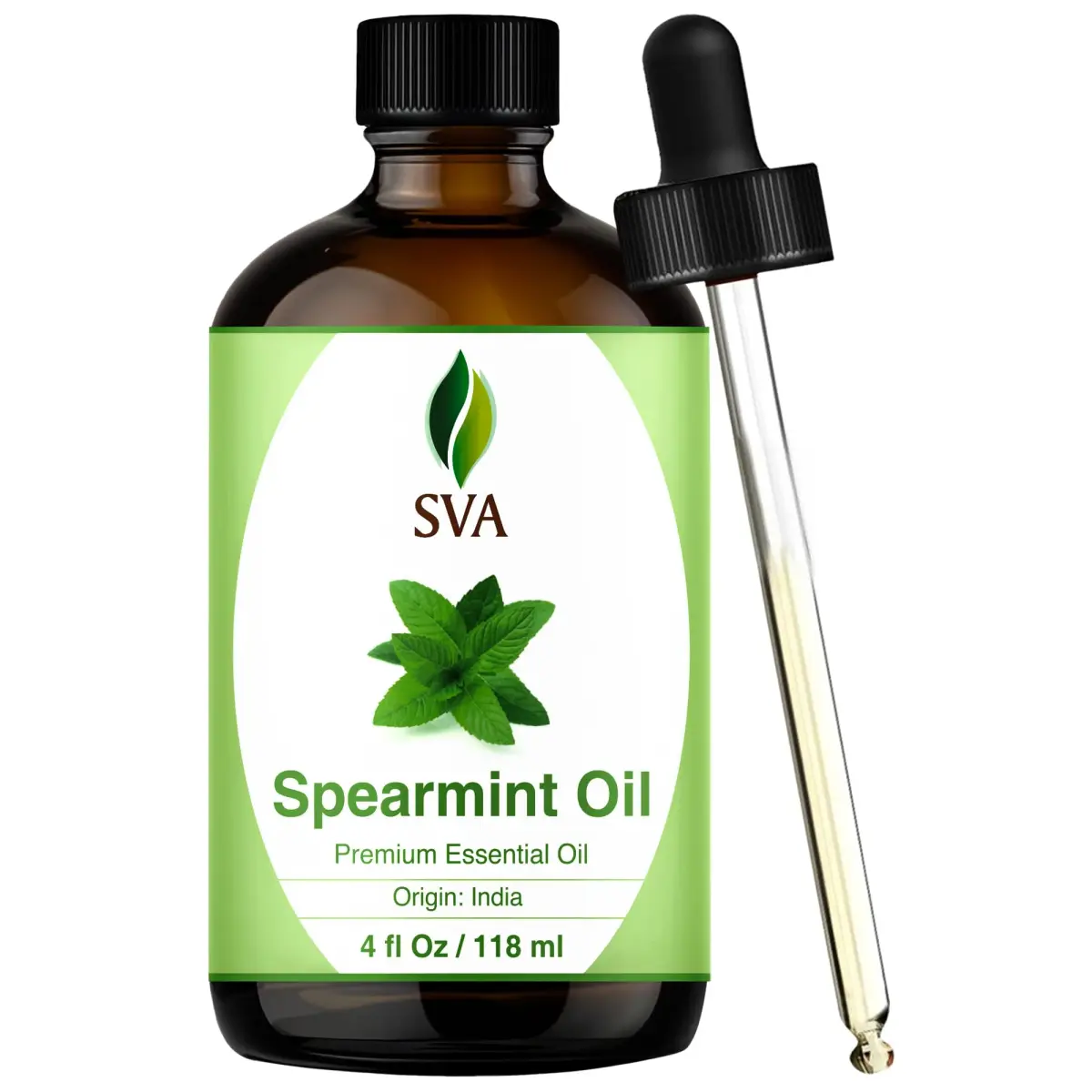 SVA ORGANICS Spearmint Essential Oil 118 ml (4 Fl Oz) | Fresh Minty Aroma for Diffuser & DIY - main product image