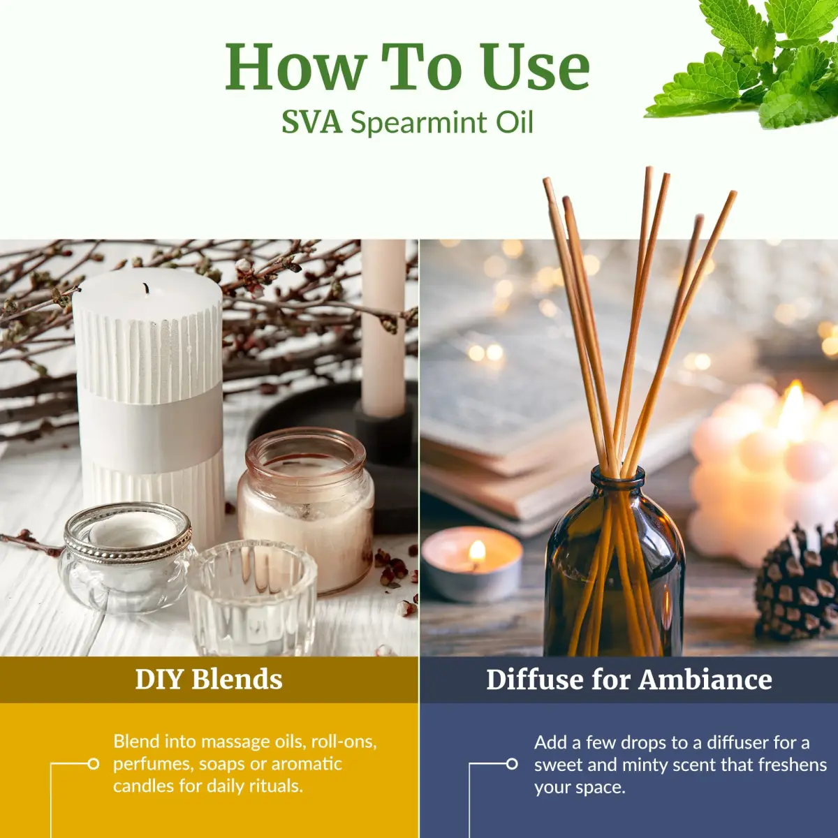 SVA ORGANICS Spearmint Essential Oil 118 ml (4 Fl Oz) | Fresh Minty Aroma for Diffuser & DIY - view 6