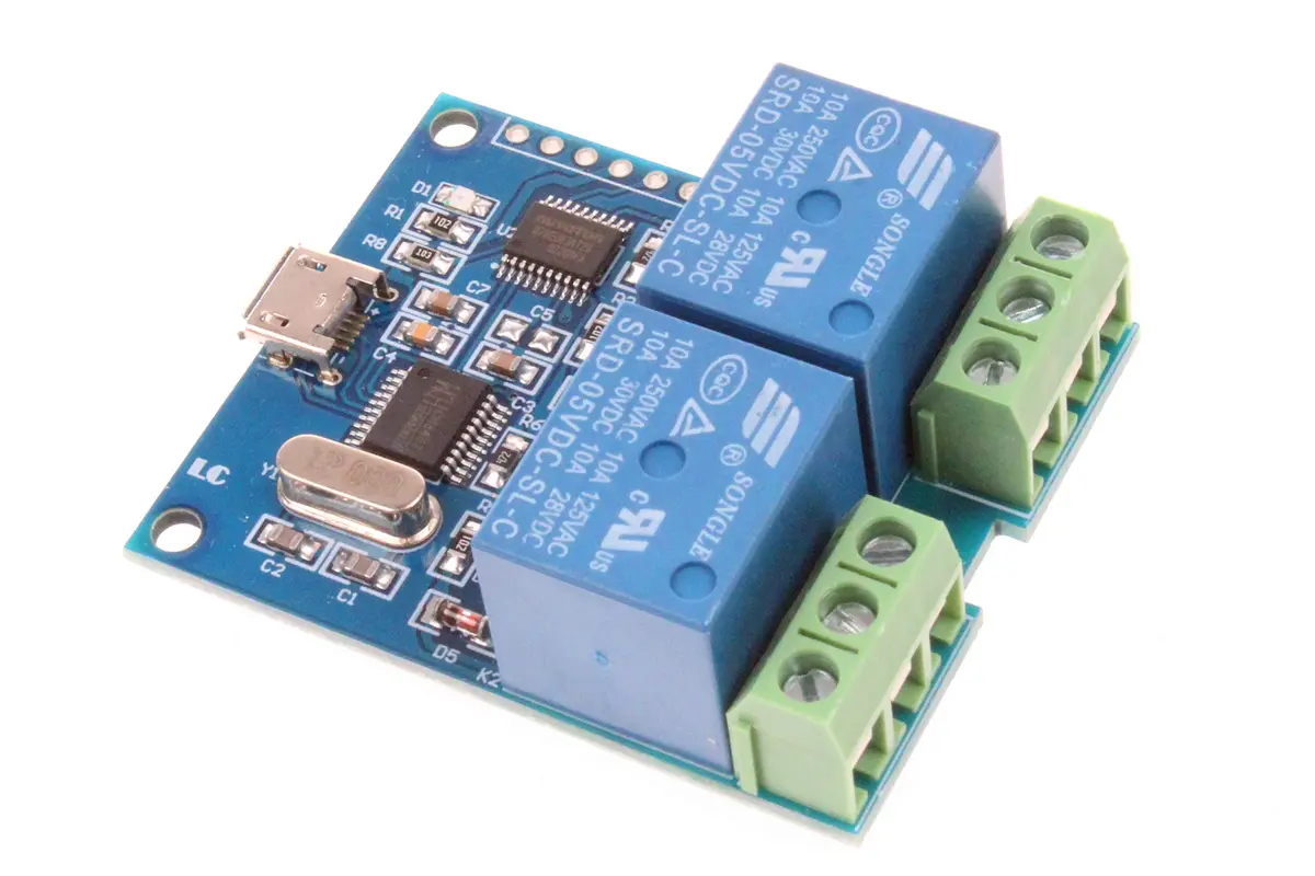 NOYITO 2-Channel Micro USB Relay Module with CH340 Chip, 5V 10A Relays | Control Devices via USB Serial Commands - view 5