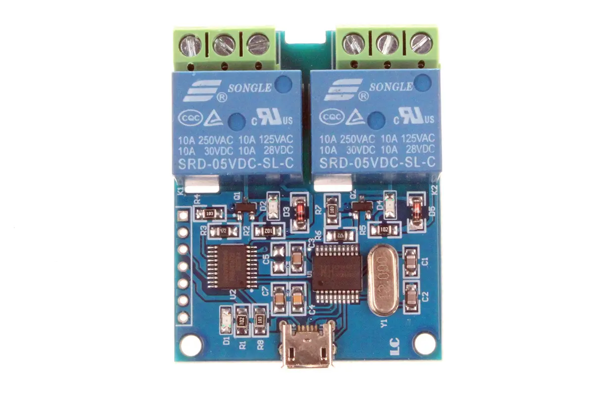 NOYITO 2-Channel Micro USB Relay Module with CH340 Chip, 5V 10A Relays | Control Devices via USB Serial Commands - view 6