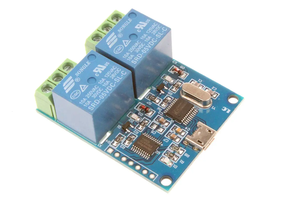 NOYITO 2-Channel Micro USB Relay Module with CH340 Chip, 5V 10A Relays | Control Devices via USB Serial Commands - view 2