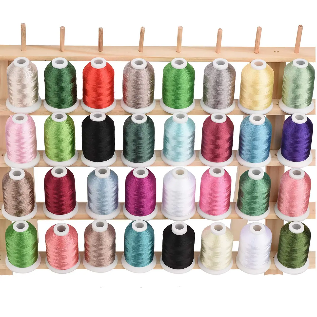 Simthread Polyester Embroidery Thread Kit 32 Assorted Colors 500M | Bright, Durable & Fast Color Fastness - view 2