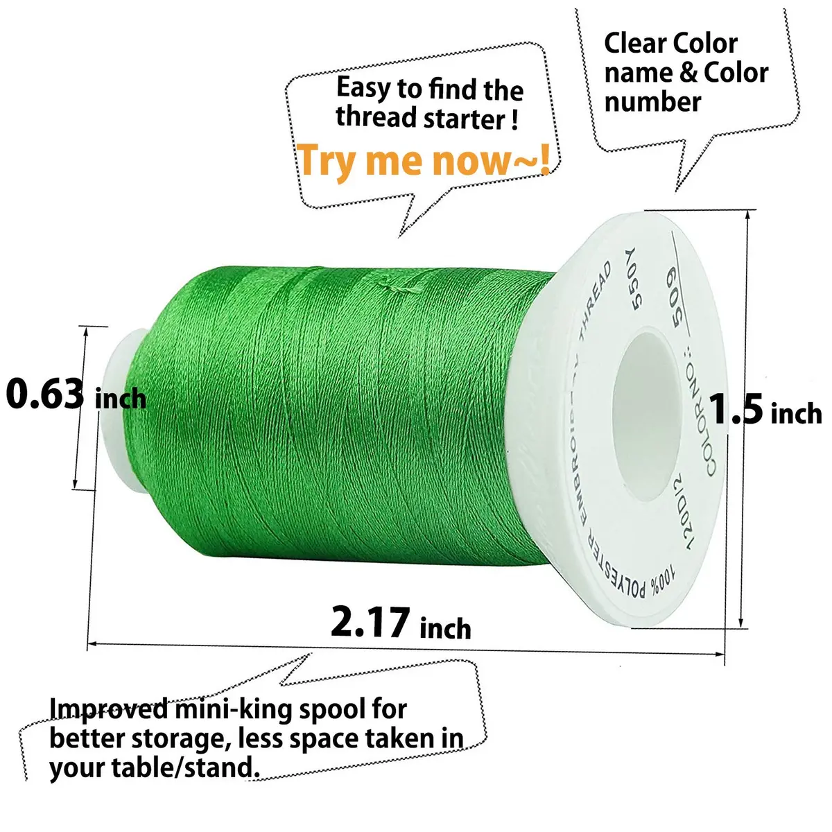 Simthread Polyester Embroidery Thread Kit 32 Assorted Colors 500M | Bright, Durable & Fast Color Fastness - view 3