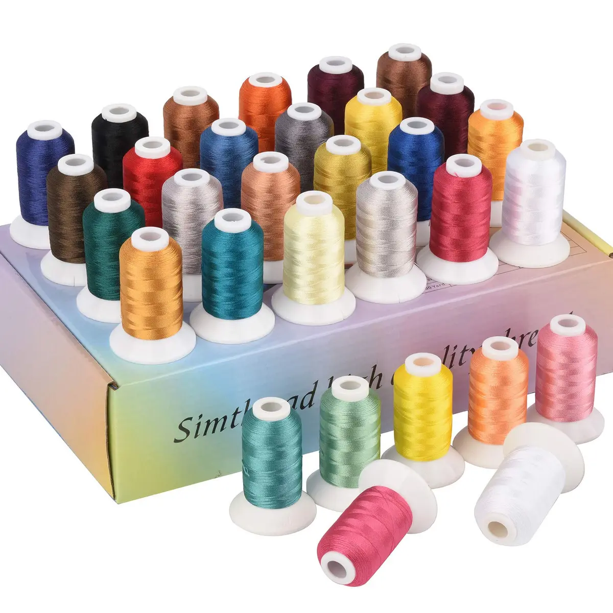 Simthread Polyester Embroidery Thread Kit 32 Colors | 40 Weight, 500M (550Y) for All Projects - main product image
