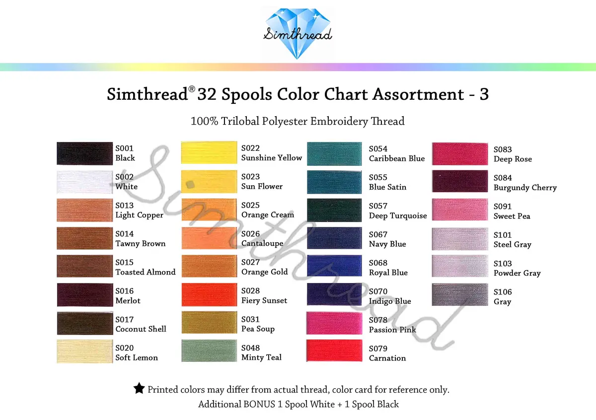 Simthread Polyester Embroidery Thread Kit 32 Colors | 40 Weight, 500M (550Y) for All Projects - view 4