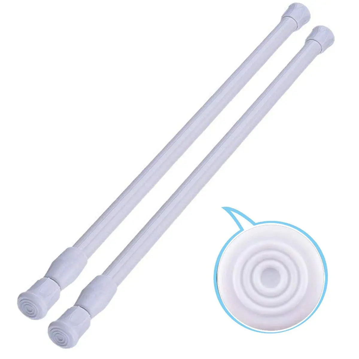 HILLHOME Small Tension Rod 15.7 in to 28 in | Adjustable Spring Curtain Rod for Windows & Cabinets - main product image