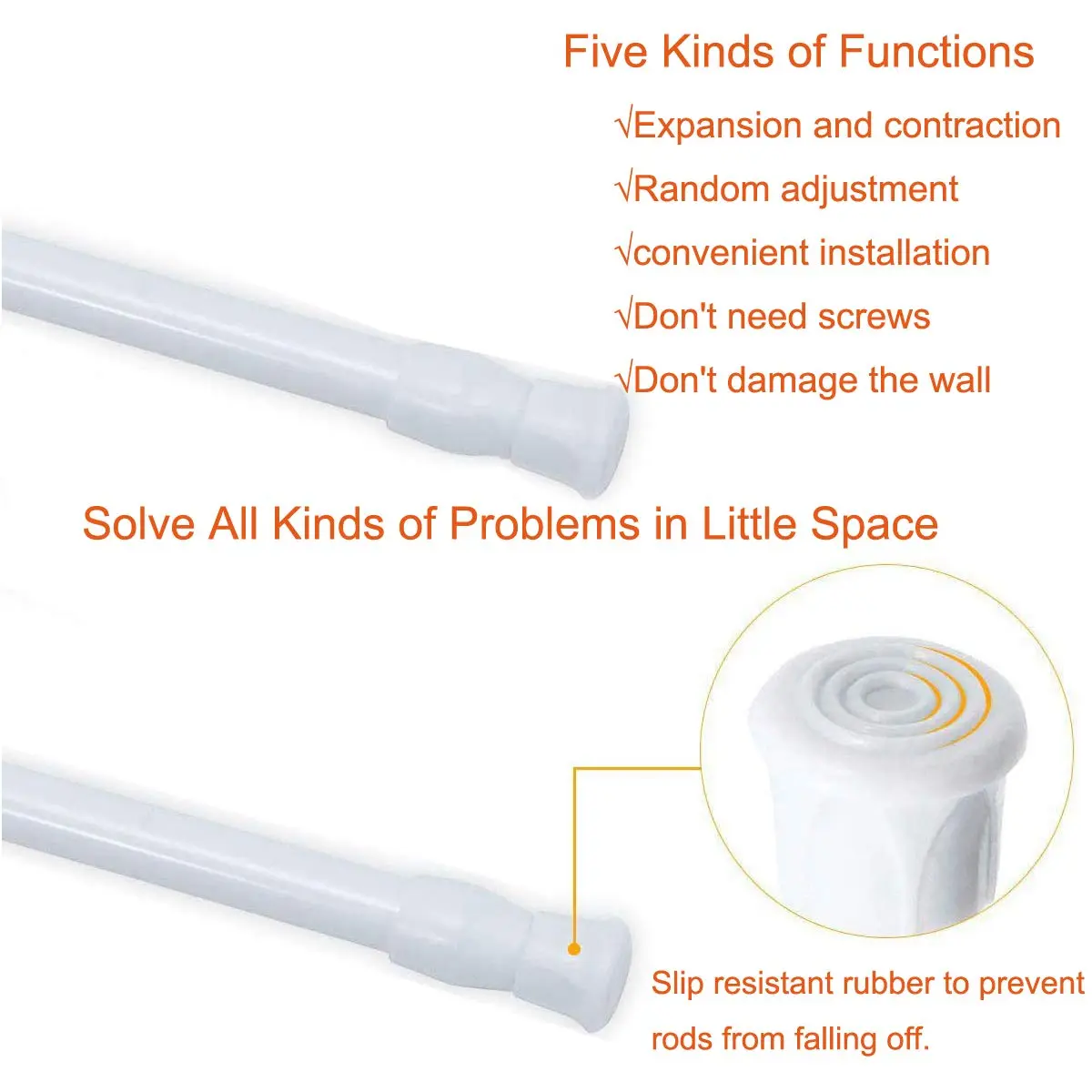 HILLHOME Small Tension Rod 15.7 in to 28 in | Adjustable Spring Curtain Rod for Windows & Cabinets - view 3