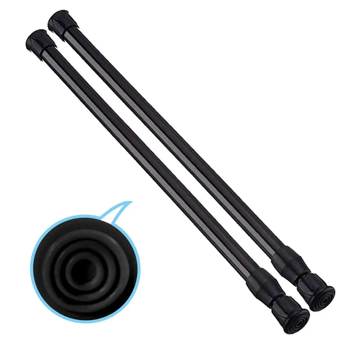 HILLHOME 2 Pack Small Tension Rods 15.7 in to 28 in | Adjustable Spring Curtain Rods for Kitchen, Closet & Cabinet - main product image