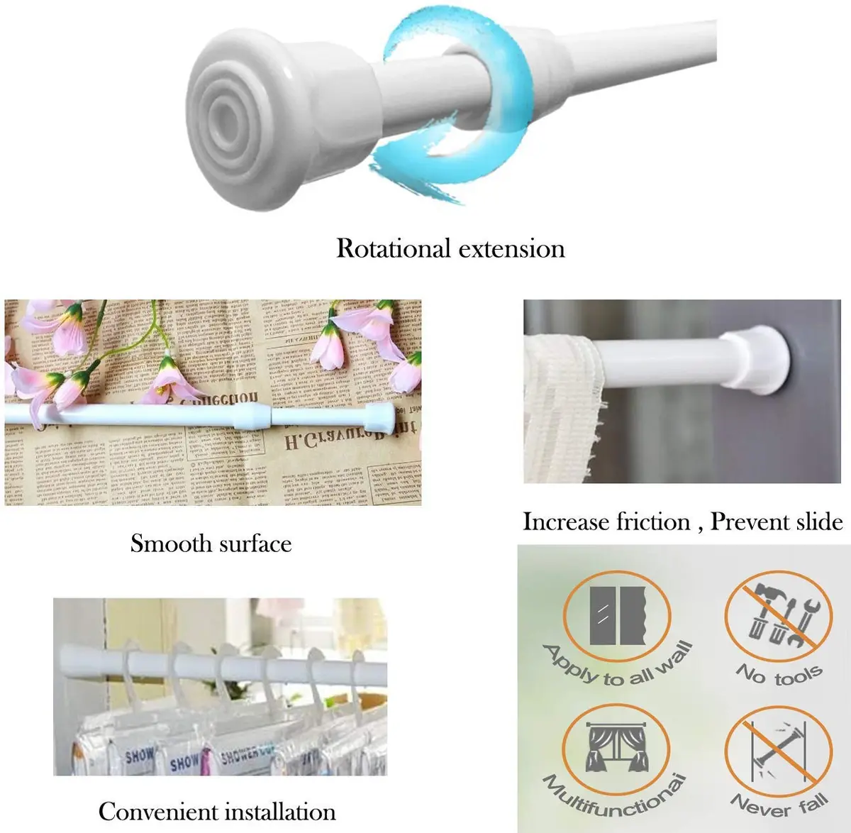 HILLHOME 2 Pack Small Tension Rods 15.7 in to 28 in | Adjustable Spring Curtain Rods for Kitchen, Closet & Cabinet - view 4