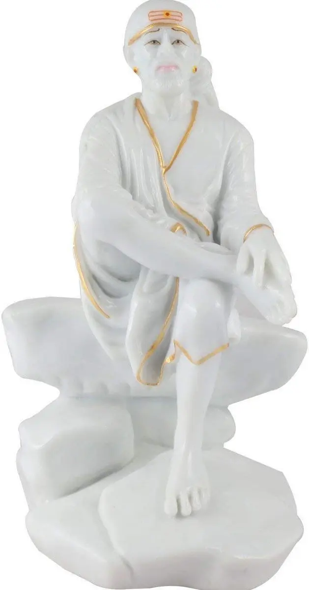KRISHNAGALLERY1 Sai Baba Murti Marble Idol Statue for Pooja (White) | 9 Inch Classic Marble Look - main product image