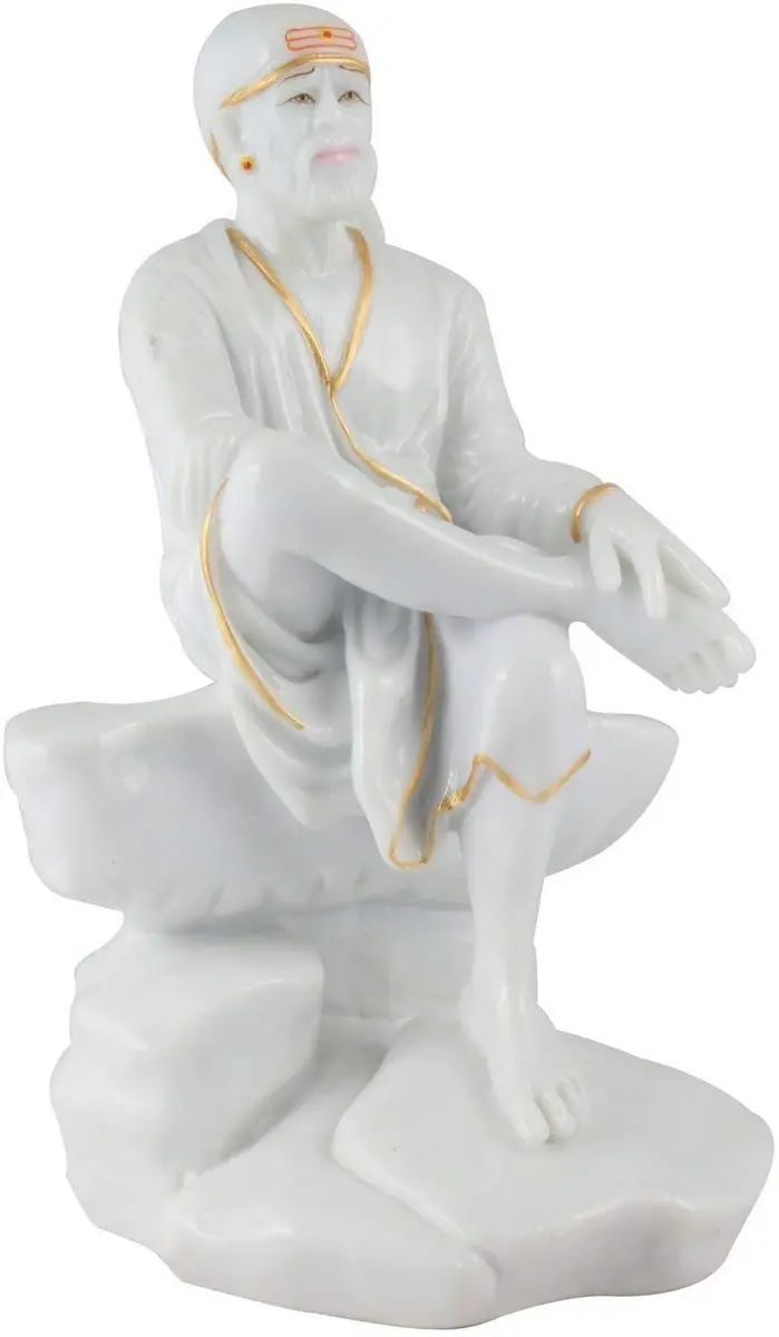 KRISHNAGALLERY1 Sai Baba Murti Marble Idol Statue for Pooja (White) | 9 Inch Classic Marble Look - view 2