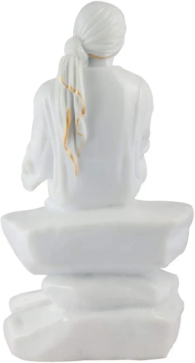 KRISHNAGALLERY1 Sai Baba Murti Marble Idol Statue for Pooja (White) | 9 Inch Classic Marble Look - view 3