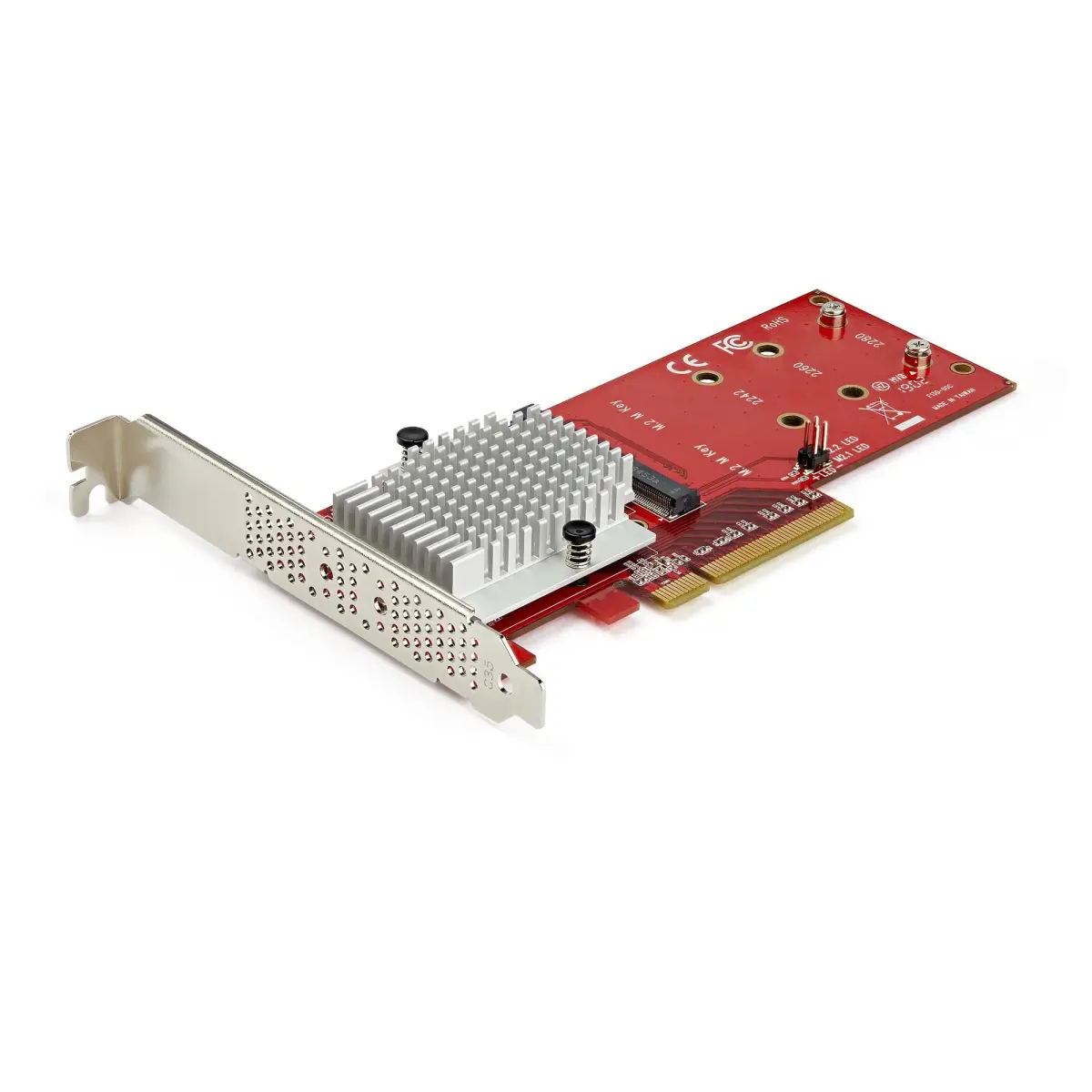 StarTech.com Dual M.2 PCIe SSD Adapter x8/x16 NVMe/AHCI PCIe 3.0 (PEX8M2E2) | 2x M.2 NVMe SSDs, 2242/2260/2280, No bifurcation required, Software RAID 0/1/span/JBOD, Up to 3GB/s, Mac and PC - main product image