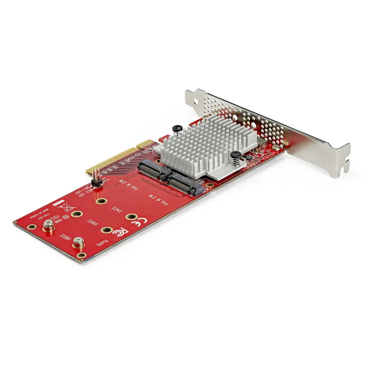 StarTech.com Dual M.2 PCIe SSD Adapter x8/x16 NVMe/AHCI PCIe 3.0 (PEX8M2E2) | 2x M.2 NVMe SSDs, 2242/2260/2280, No bifurcation required, Software RAID 0/1/span/JBOD, Up to 3GB/s, Mac and PC - view 2
