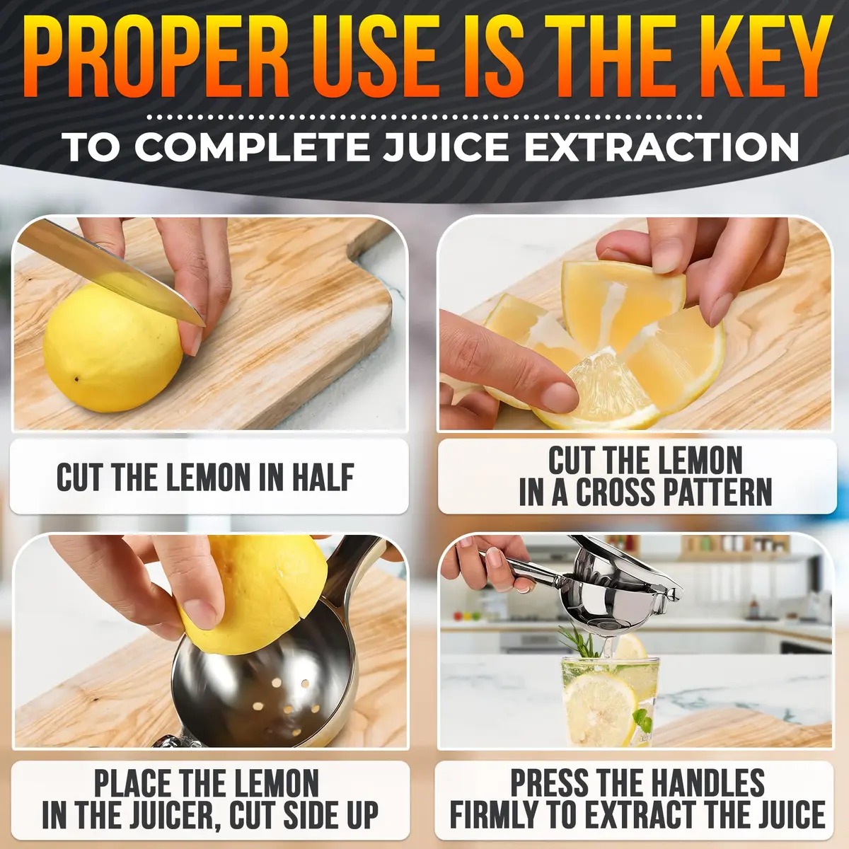 LEGLO Stainless Steel Lemon Squeezer Handheld Juicer for Limes & Small Oranges | 20 cm (7.9 in) - view 5