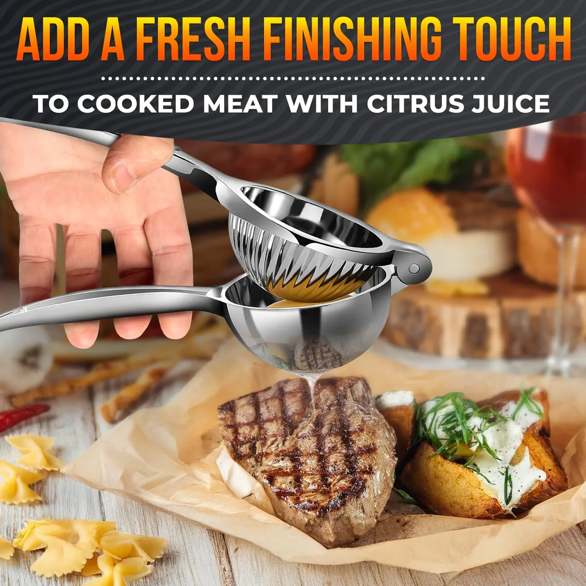 LEGLO Stainless Steel Lemon Squeezer Handheld Juicer for Limes & Small Oranges | 20 cm (7.9 in) - view 8