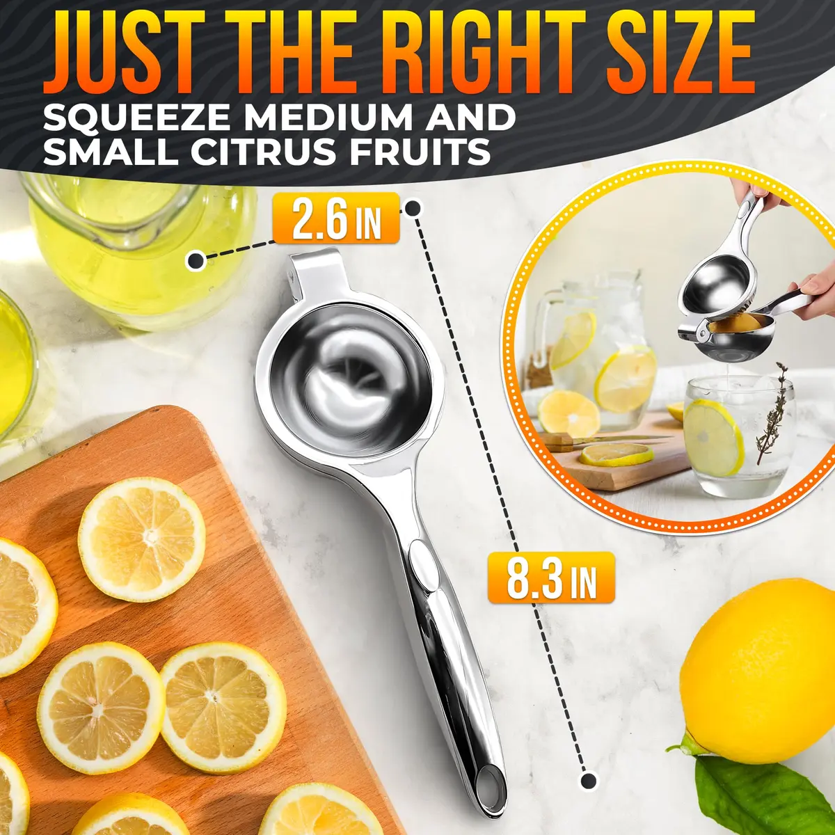 LEGLO Stainless Steel Lemon Squeezer Handheld Juicer for Limes & Small Oranges | 20 cm (7.9 in) - view 2