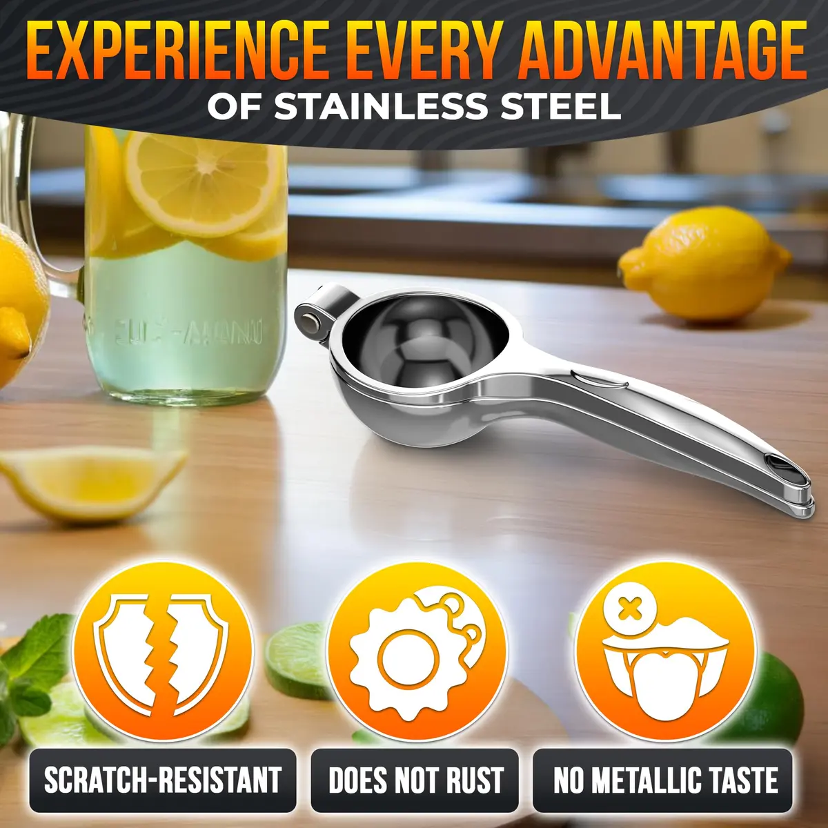 LEGLO Stainless Steel Lemon Squeezer Handheld Juicer for Limes & Small Oranges | 20 cm (7.9 in) - view 3