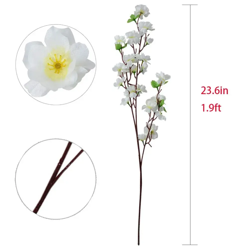 Garifon 10Pcs Artificial Peach Blossom Flowers 60cm (23in) | Silk & Plastic Stems for Wedding & Home Decor - view 5