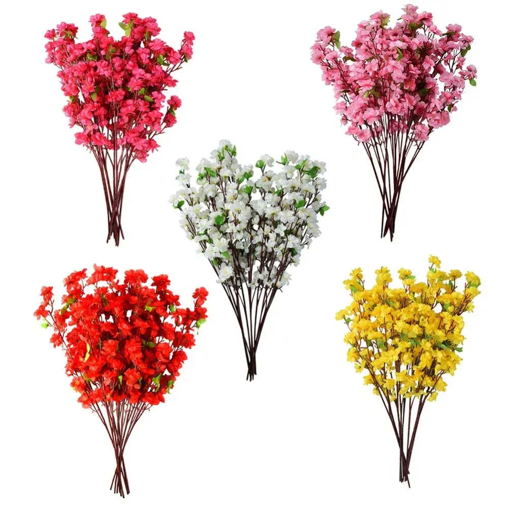 Garifon 10Pcs Artificial Peach Blossom Flowers 60cm (23in) | Silk & Plastic Stems for Wedding & Home Decor - view 7