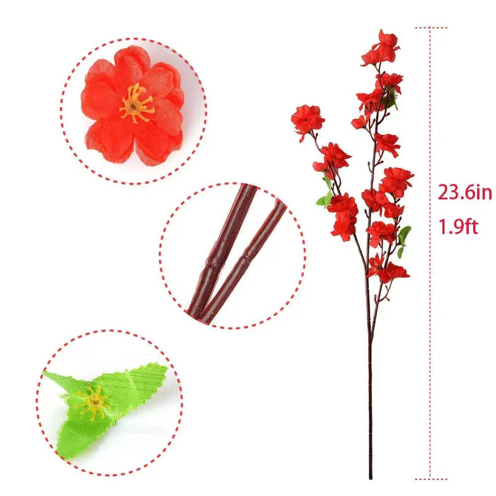 Garifon 10Pcs Artificial Peach Blossom Flowers 60cm (23in) | Silk & Plastic Stems for Wedding & Home Decor - view 4