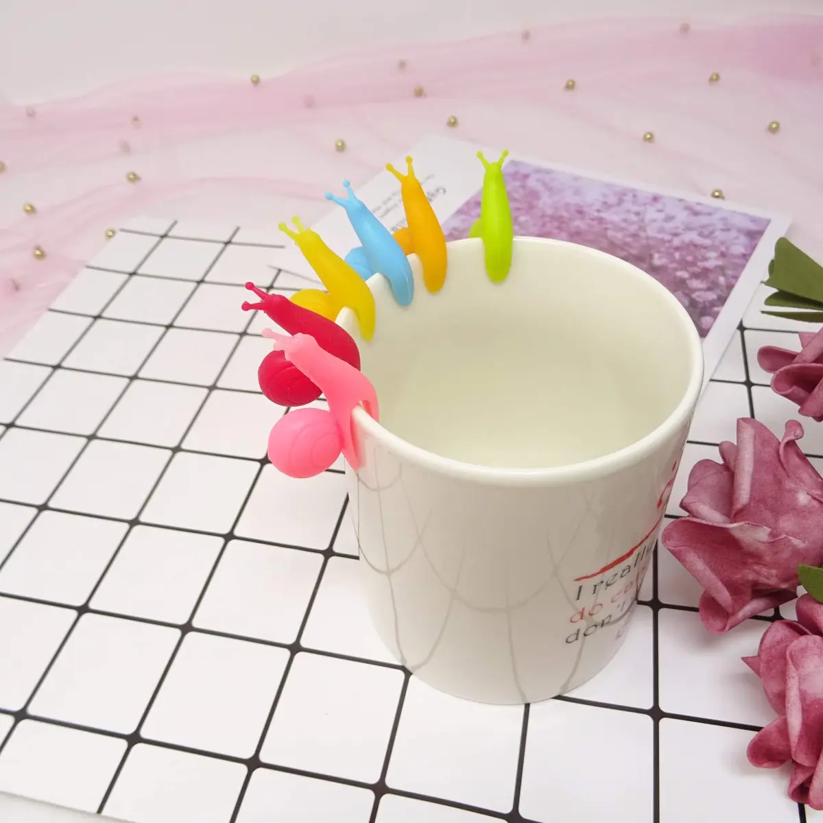 Honbay Cute Silicone Glass Identifier Drink Markers, Shark and Snail (12PCS) - view 5