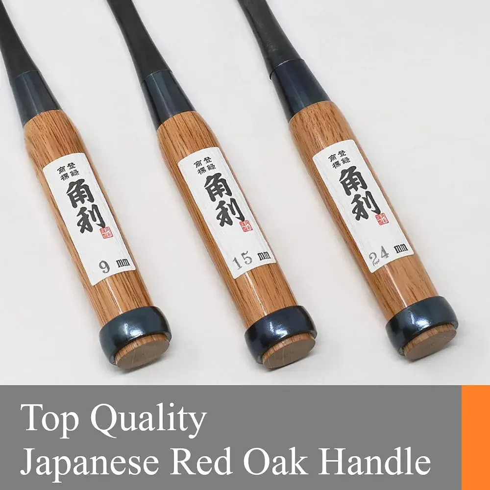 KAKURI Japanese Wood Chisel Set [Long Handle] 3 Piece | Sharp Carbon Steel Blades for Woodworking - view 2
