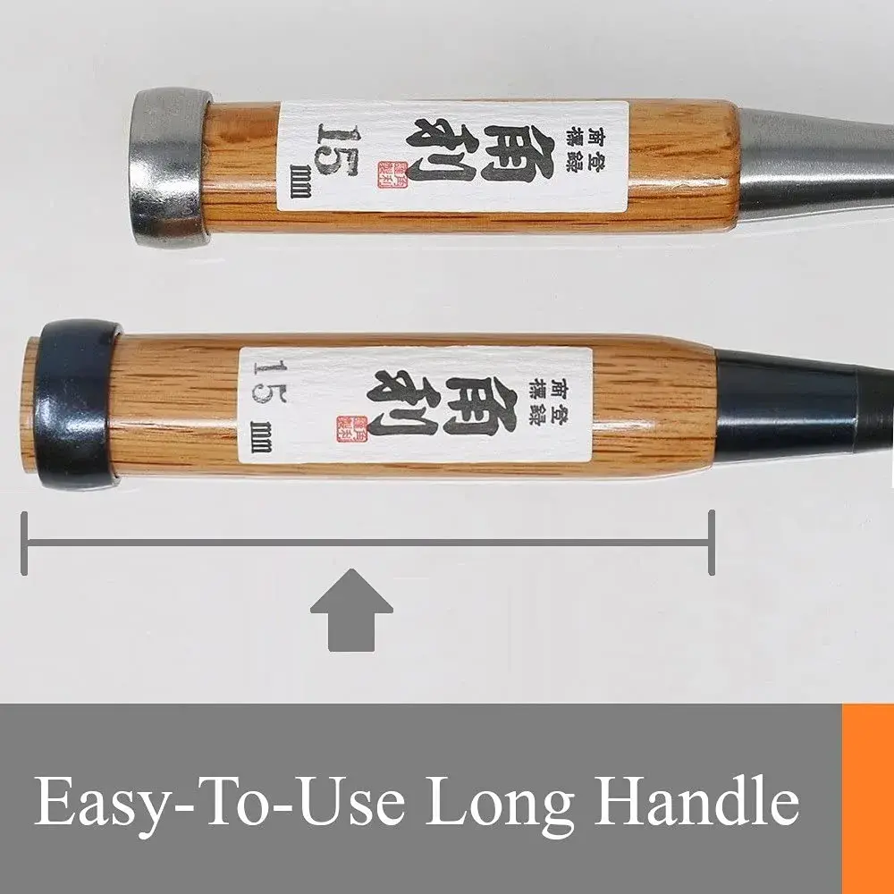 KAKURI Japanese Wood Chisel Set [Long Handle] 3 Piece | Sharp Carbon Steel Blades for Woodworking - view 3