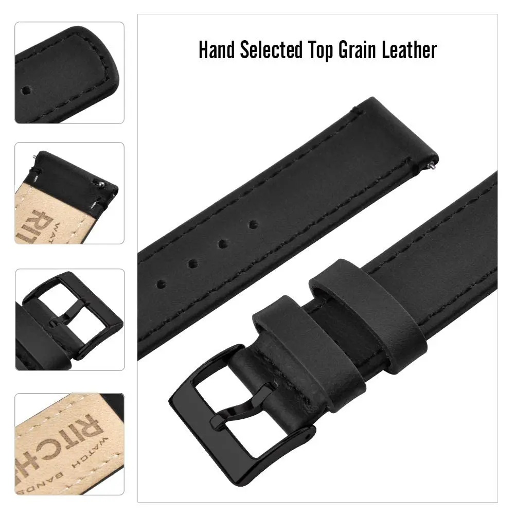 Ritche Leather Watch Strap 19mm | Soft Cowhide, Breathable & Comfortable - view 4