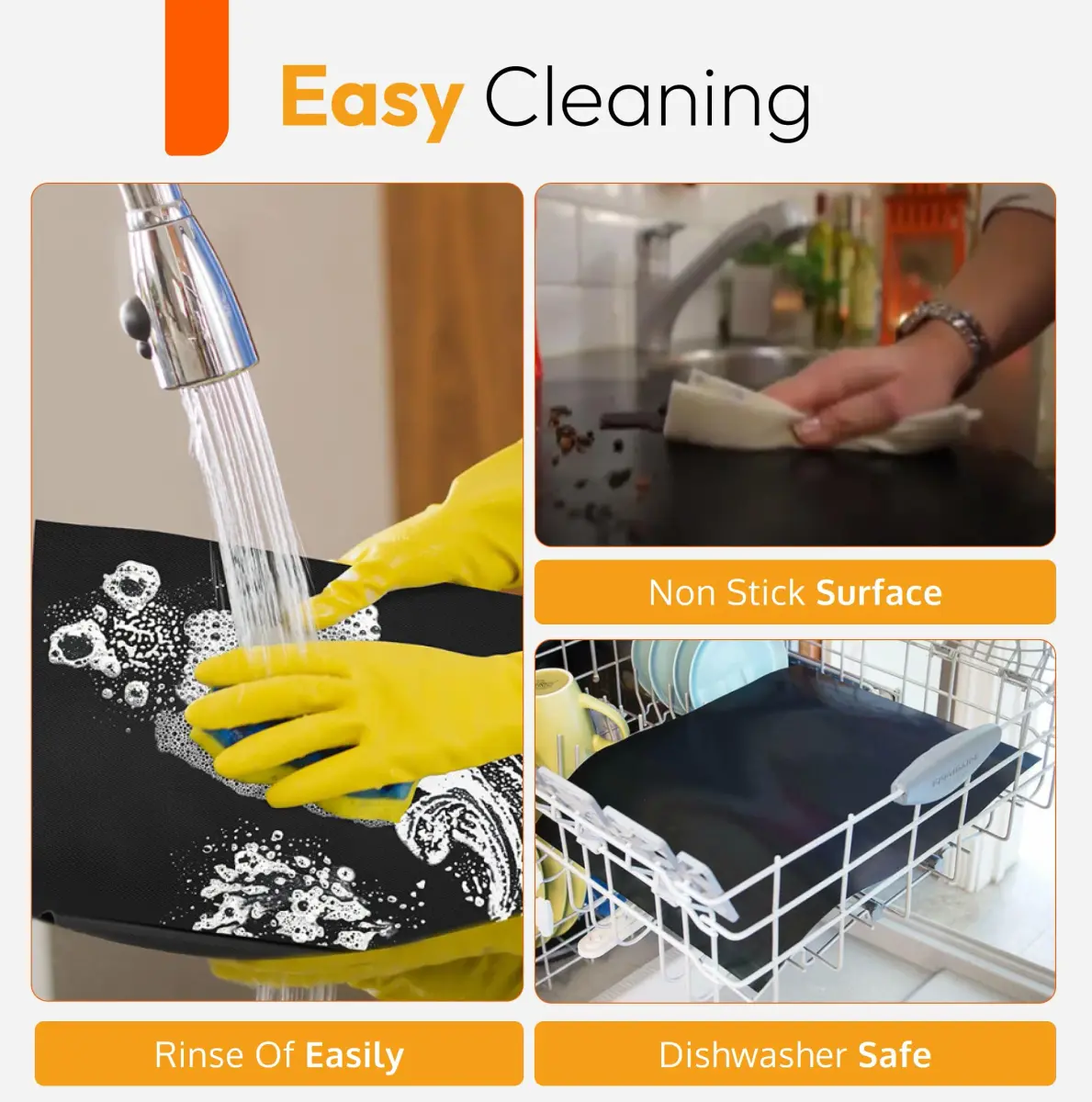 ThreadNanny Heavy Duty Oven Liners 4 Pack 43cm x 63.5cm (17" x 25") | Protects Oven Bottom from Spills - view 6