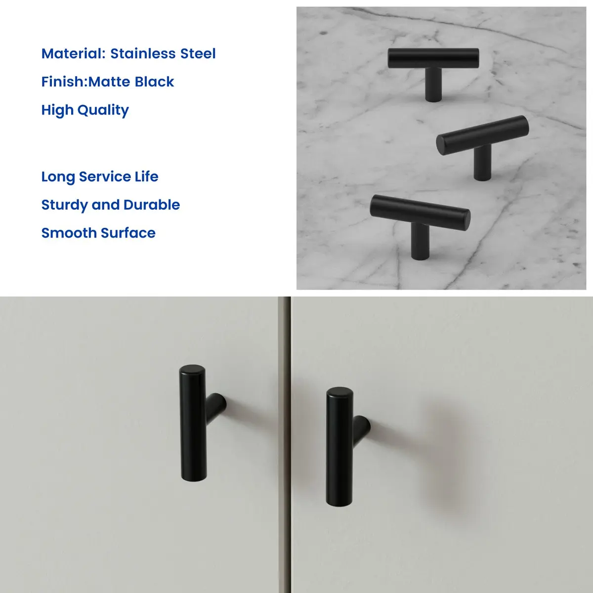 LONTAN 12 Pack Black Cabinet Knobs | Stainless Steel, 2 Inch, Modern Hardware - view 7