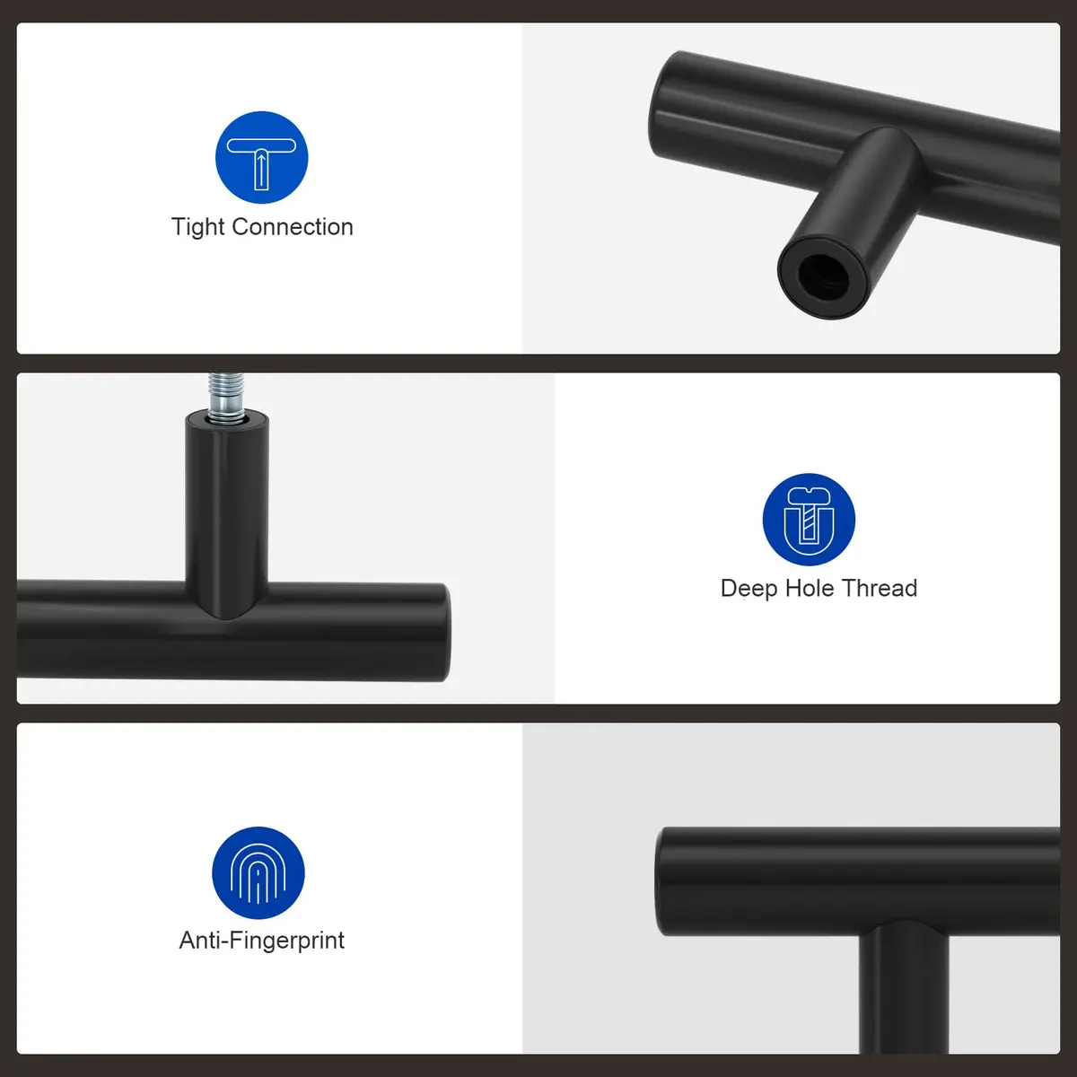 LONTAN 12 Pack Black Cabinet Knobs | Stainless Steel, 2 Inch, Modern Hardware - view 4